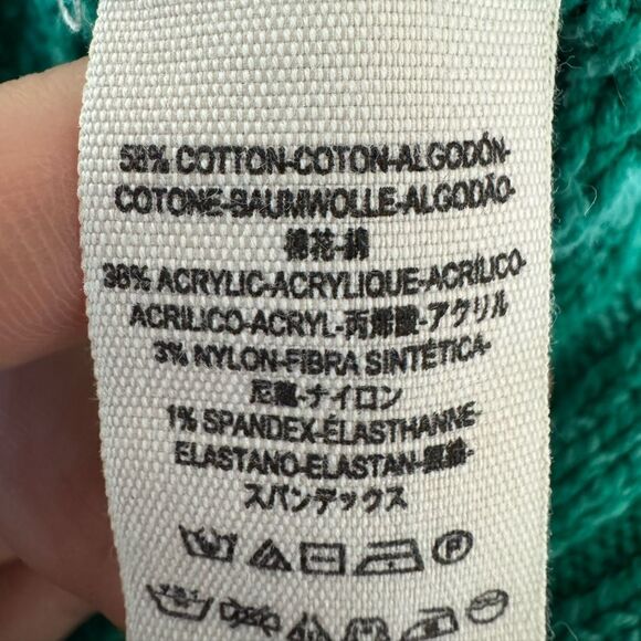 Free People Oversized V-Neck Sweater Sz XS/S Kelly Green Chunky Knit Pullover - Picture 4 of 10